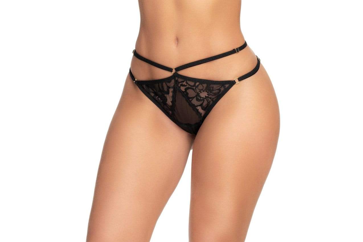 mapale Black / S/M Black Lace & Mesh Strappy Open Back Thong SHC-117-S/M-MA Black Sexy Mesh Laced Thong  MAPALE 117 Apparel & Accessories > Clothing > Underwear & Socks > Underwear