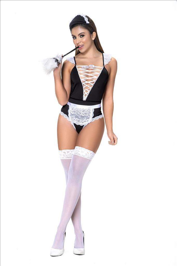 mapale S/M Sexy Maid with Lace Accents, Lace Apron Bodysuit &amp; Headband SHC-6414-S/M-MA Sexy Maid with Lace Accents Lace Apron Bodysuit Headband | MAPALE 6414 Apparel &amp; Accessories &gt; Costumes &amp; Accessories &gt; Costumes