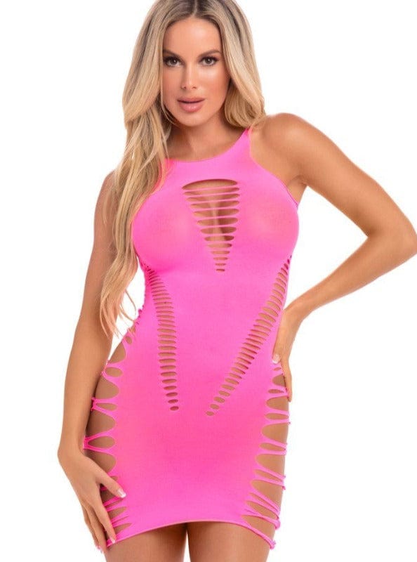 Pink Lipstick One Size / Pink Sexy Pink Back 2 Basixxx Hi-Neck Cut Out Slash Mini Dress SHC-25102-RED-PL-2 2023 Sexy Hot Pink Sheer Mini Dance Party Dress - SoHot Clubwear Apparel & Accessories > Clothing > Dresses
