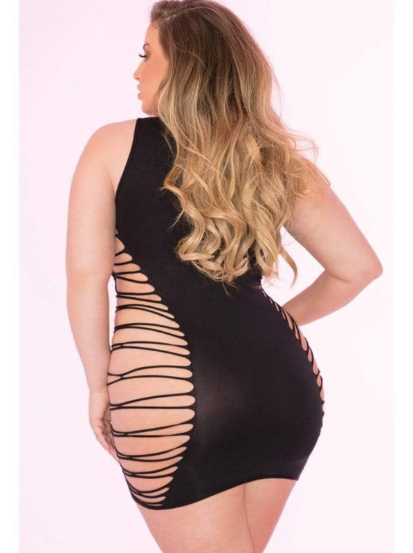Pink Lipstick One Size / Black Red Strappy Rule Breaker Open Side Mini Dress (Plus Size) SHC-25097X-BLK-PL-2 2021 Red Strappy Rule Breaker Open Side Mini Dress Pink Lipstick 25097X   Apparel & Accessories > Clothing > Dresses