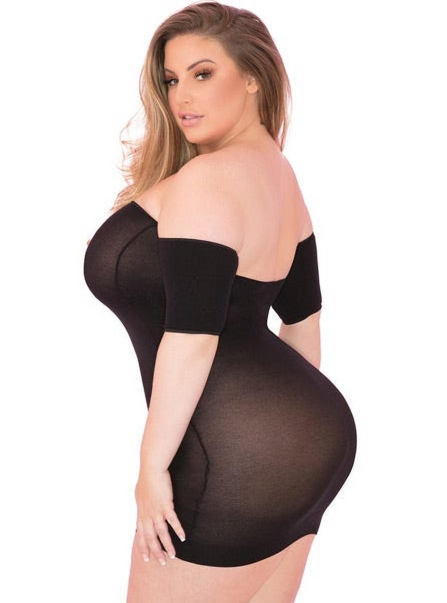 Sexy Black Sheer Plus Size Mini Dress Pink Lipstick 27022 Sexy Black Sheer Plus Size Mini Dress Pink Lipstick 27022