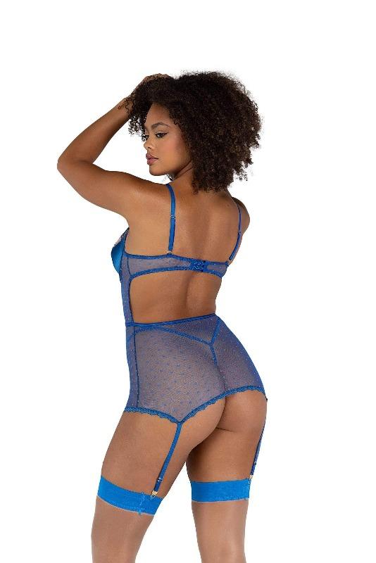 Roma Black Embroidery &amp; Satin Chemise Set (Blue is also available) 2022 Blue Embroidery &amp; Satin Gartered Bra Set  Apparel &amp; Accessories &gt; Clothing &gt; One Pieces &gt; Jumpsuits &amp; Rompers