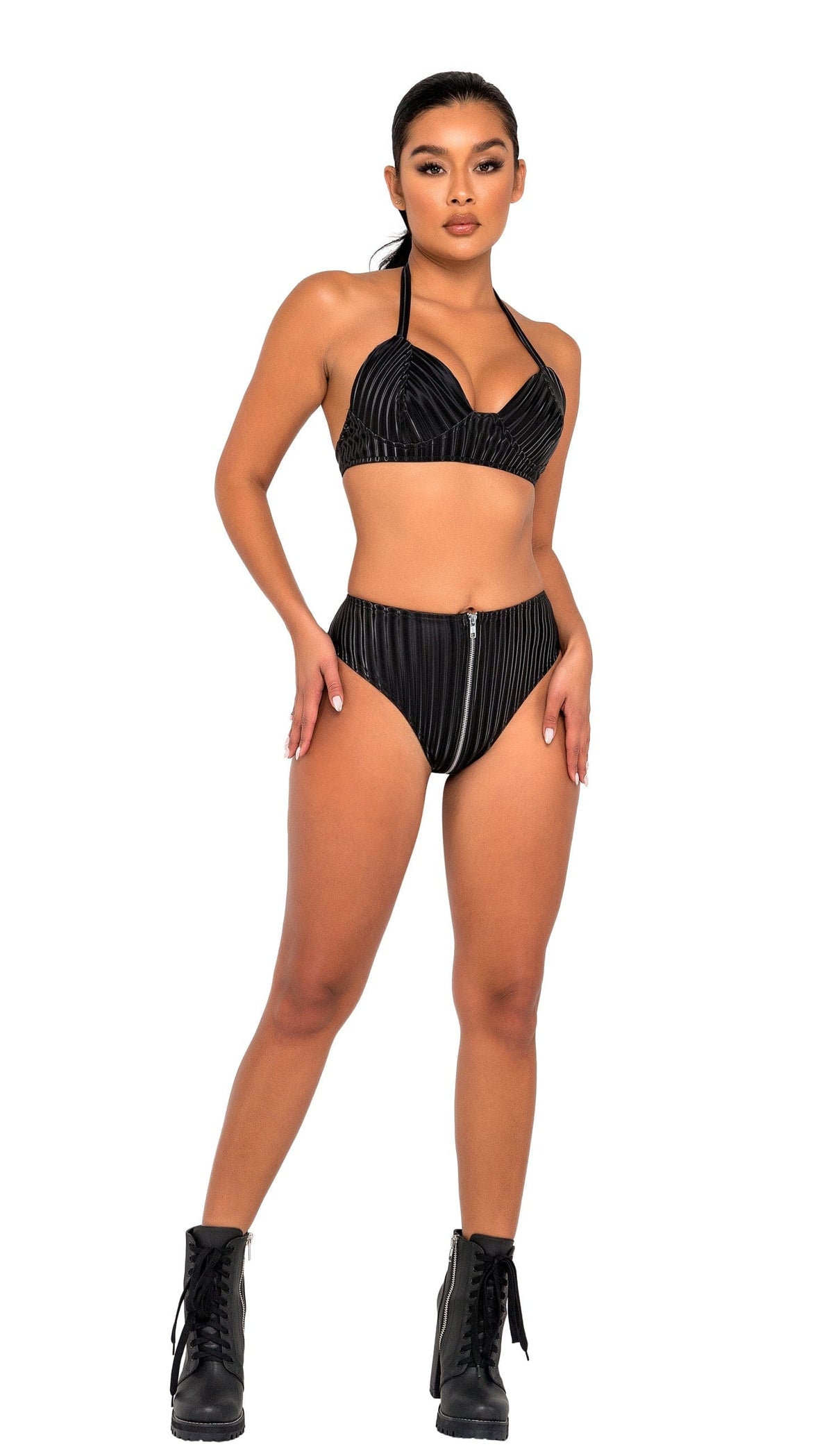 Roma Black High-Waisted Zip-Up Shorts Festival Ravewear 2022 Black High-Waisted Zip-Up Shorts Festival Ravewear Apparel &amp; Accessories &gt; Clothing &gt; One Pieces &gt; Jumpsuits &amp; Rompers