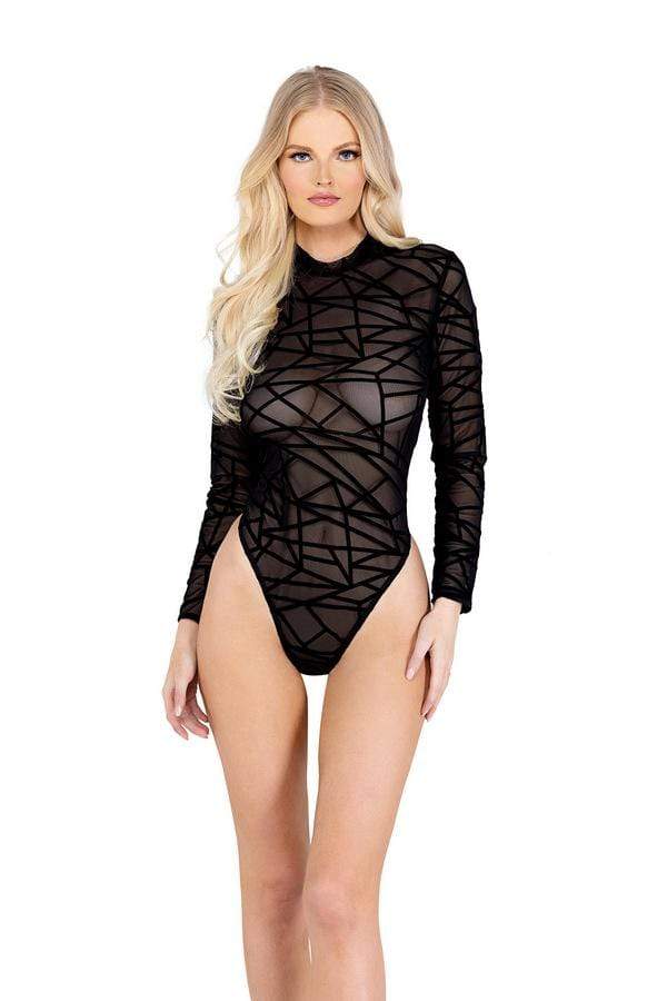 Roma Black Sheer Mesh Flocking Detailed Bodysuit 2022 Black Sheer Mesh Flocking Detailed Bodysuit Apparel &amp; Accessories &gt; Clothing &gt; One Pieces &gt; Jumpsuits &amp; Rompers