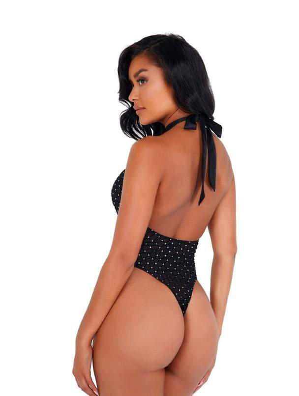 Roma Small / Black/Sliver Black/Silver Sheer Glittered Romper SHC-LI430-Blk/Slvr-S Sheer Glittered Romper w/ Cutout Detail | ROMA COSTUME LI430 Apparel & Accessories > Clothing > One Pieces > Jumpsuits & Rompers