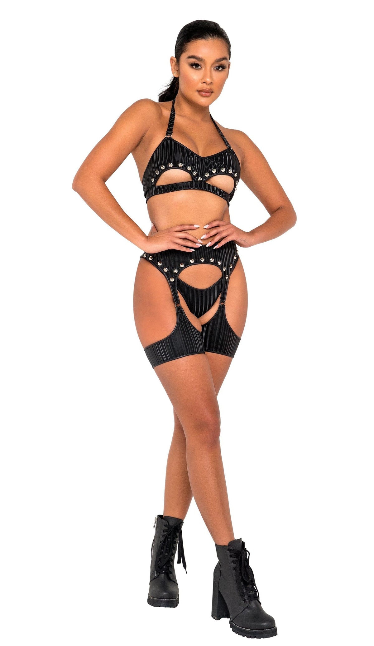 Roma Black Thong Back Bottom Festival Ravewear 2022 Black High-Waisted Zip-Up Shorts Festival Ravewear Apparel &amp; Accessories &gt; Clothing &gt; One Pieces &gt; Jumpsuits &amp; Rompers