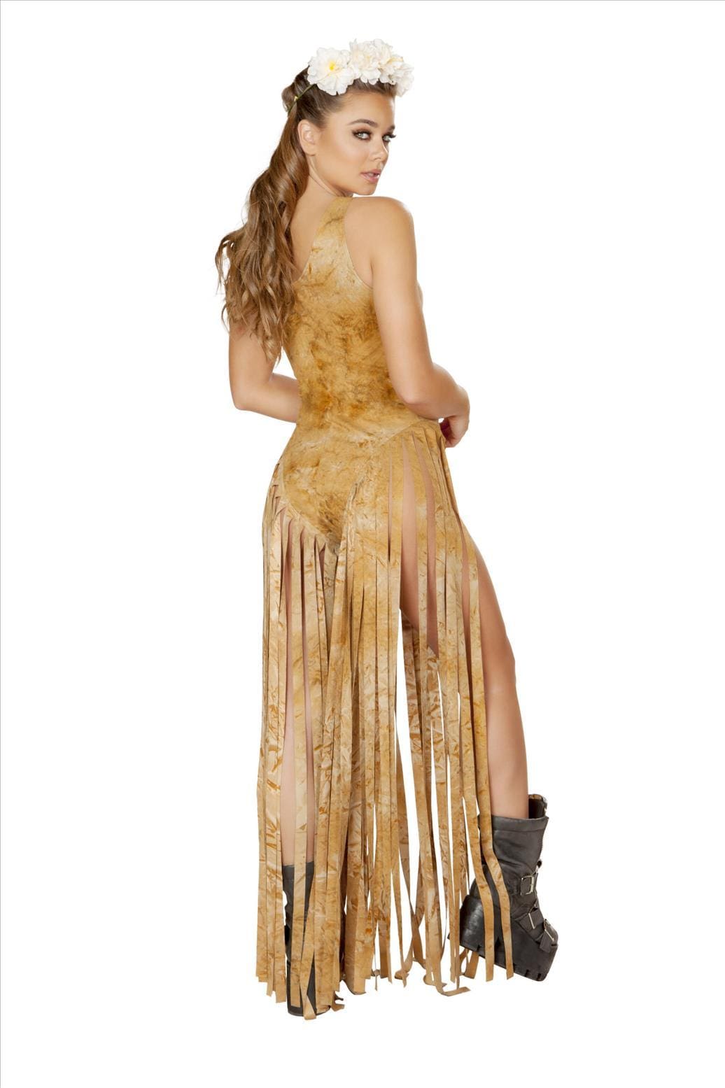 Roma S/M / Brown Brown Bodysuit with Long Fringe SHC-3536-BRN-S Apparel & Accessories > Clothing > One Pieces > Jumpsuits & Rompers