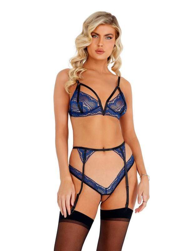 Red Lace Glittered Cutout Bra Garter & Thong Panty Lingerie Red Lace Glittered Cutout Bra Garter & Thong Panty Lingerie