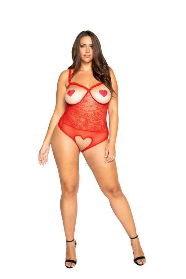 Roma XL/XXL / Red Red Cut-out Underwire Top Teddy (Also Plus Size) SHC-LI373Q-RED-XL/XXL Red Cutout Underwire Top Teddy Roma LI373Q | SHOP NOW | SoHot Clubwear Apparel &amp; Accessories &gt; Clothing &gt; One Pieces &gt; Jumpsuits &amp; Rompers