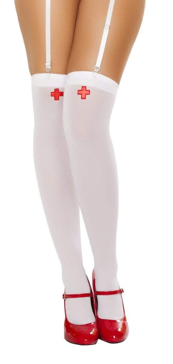 Roma White/Red / One Size Nurse Stockings With Cross SHC-ST4758-R Apparel & Accessories > Clothing > Pants