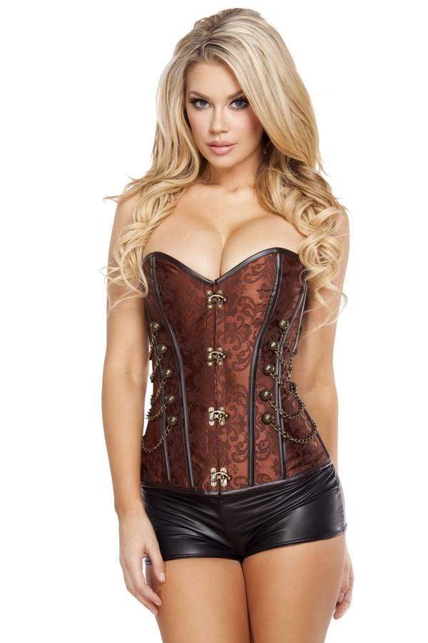 Roma Black / Small Black Elegant Corset w/ Front Clasp (Brown/Bronze is also available) SHC-4565-BLACK-S Apparel & Accessories > Clothing > Shirts & Tops