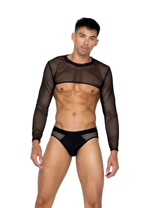 Roma Sexy Black Men’s X-Posed Mesh & Jersey Knit Brief (Red Also Available) 2022 Black Men’s Fishnet Panel LOVE Elastic Band Briefs Ravewear Apparel & Accessories > Clothing > Shirts & Tops