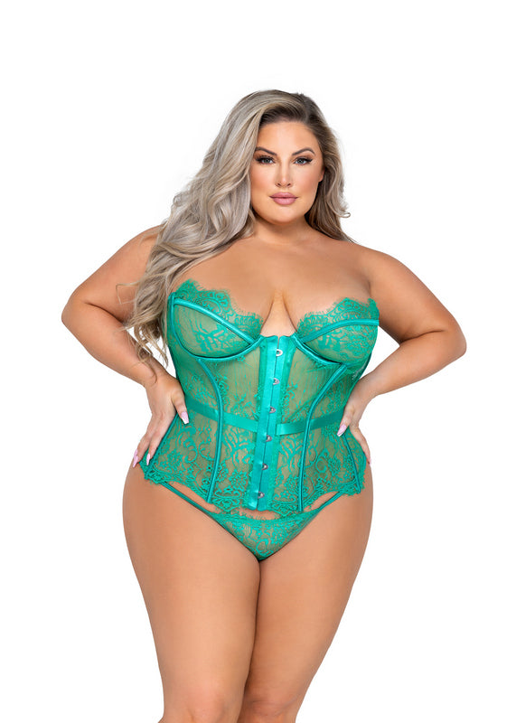 Roma 2pc Black Fantasy Underwire Bustier &amp; Thong Lingerie Set (Green Also Available) 2023 Sexy 2pc Black Bondage Stripe Underwire Top Thong Lingerie Set Apparel &amp; Accessories &gt; Clothing &gt; Underwear &amp; Socks &gt; Lingerie