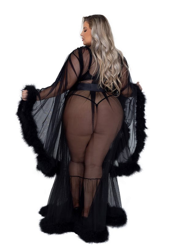 Roma Black Mesh Hollywood Glam Luxury Robe Lingerie (Plus size available) 2023 Sexy Leopard Print Jungle Fever Robe Lingerie Apparel &amp; Accessories &gt; Clothing &gt; Underwear &amp; Socks &gt; Lingerie