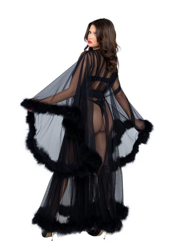 Roma Black Mesh Hollywood Glam Luxury Robe Lingerie (Plus size available) 2023 Sexy Black Mesh Hollywood Glam Luxury Robe Lingerie Apparel &amp; Accessories &gt; Clothing &gt; Underwear &amp; Socks &gt; Lingerie