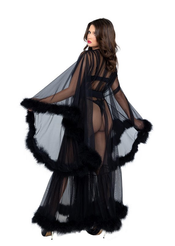 Roma Black Mesh Hollywood Glam Luxury Robe Lingerie (Plus size available) 2023 Sexy Black Mesh Hollywood Glam Luxury Robe Lingerie Apparel & Accessories > Clothing > Underwear & Socks > Lingerie