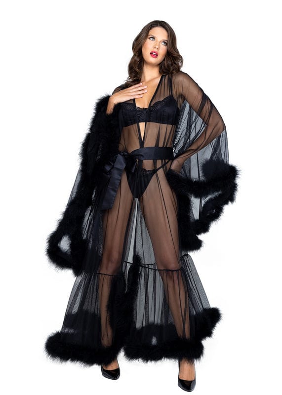 Roma Black Mesh Hollywood Glam Luxury Robe Lingerie (Plus size available) 2023 Sexy Black Mesh Hollywood Glam Luxury Robe Lingerie Apparel & Accessories > Clothing > Underwear & Socks > Lingerie