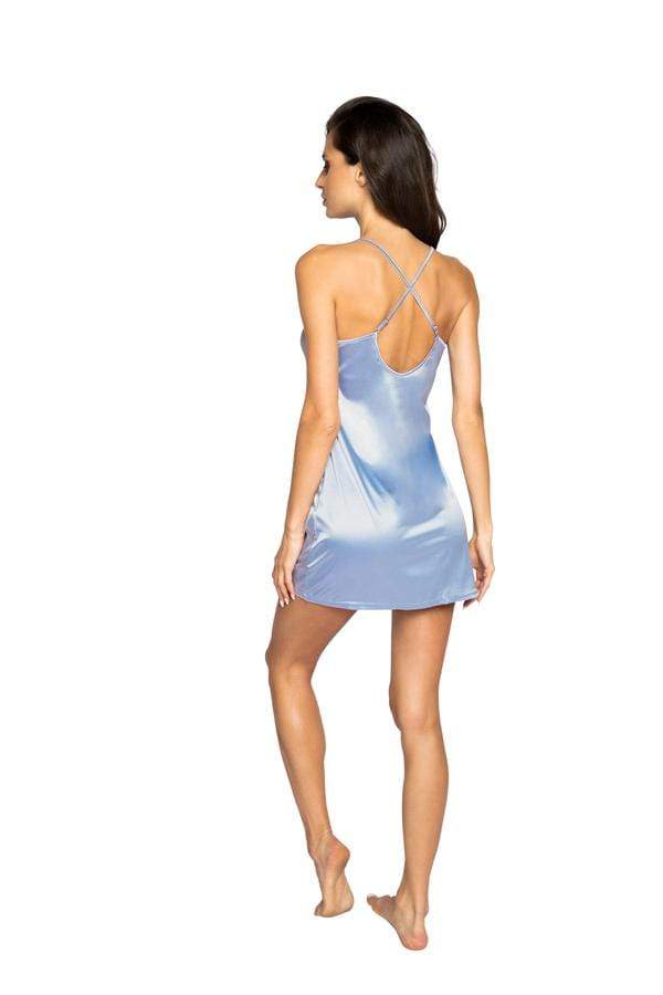 Roma Small / Pearl Blue Pearl Blue Soft Satin Chemise (Plus Size & Pink color also available) SHC-LI370-PB-S-R Apparel & Accessories > Clothing > Underwear & Socks > Lingerie
