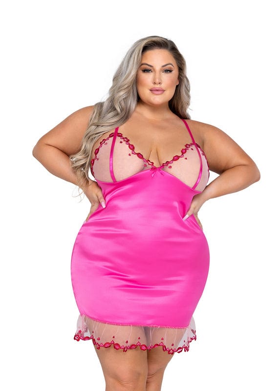 Roma Pink Satin Kiss &amp; Tell Chemise Lingerie (Plus size available) 2023 Sexy Black Mesh Afterhours Chemise Lingerie Apparel &amp; Accessories &gt; Clothing &gt; Underwear &amp; Socks &gt; Lingerie