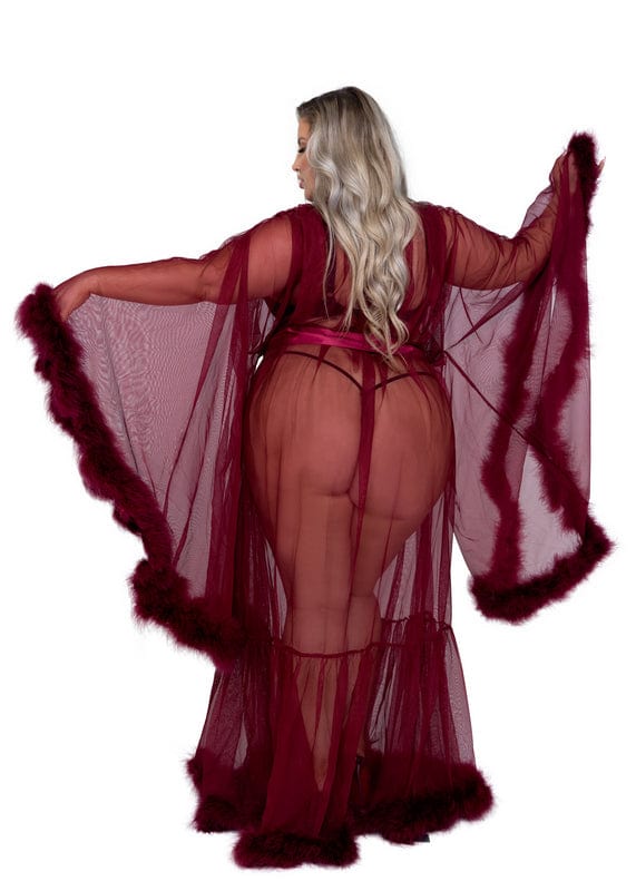Roma Plus Size Burgundy Mesh Hollywood Glam Luxury Robe Lingerie (Black also available) 2023 Sexy Black Mesh Hollywood Glam Luxury Robe Lingerie Apparel &amp; Accessories &gt; Clothing &gt; Underwear &amp; Socks &gt; Lingerie