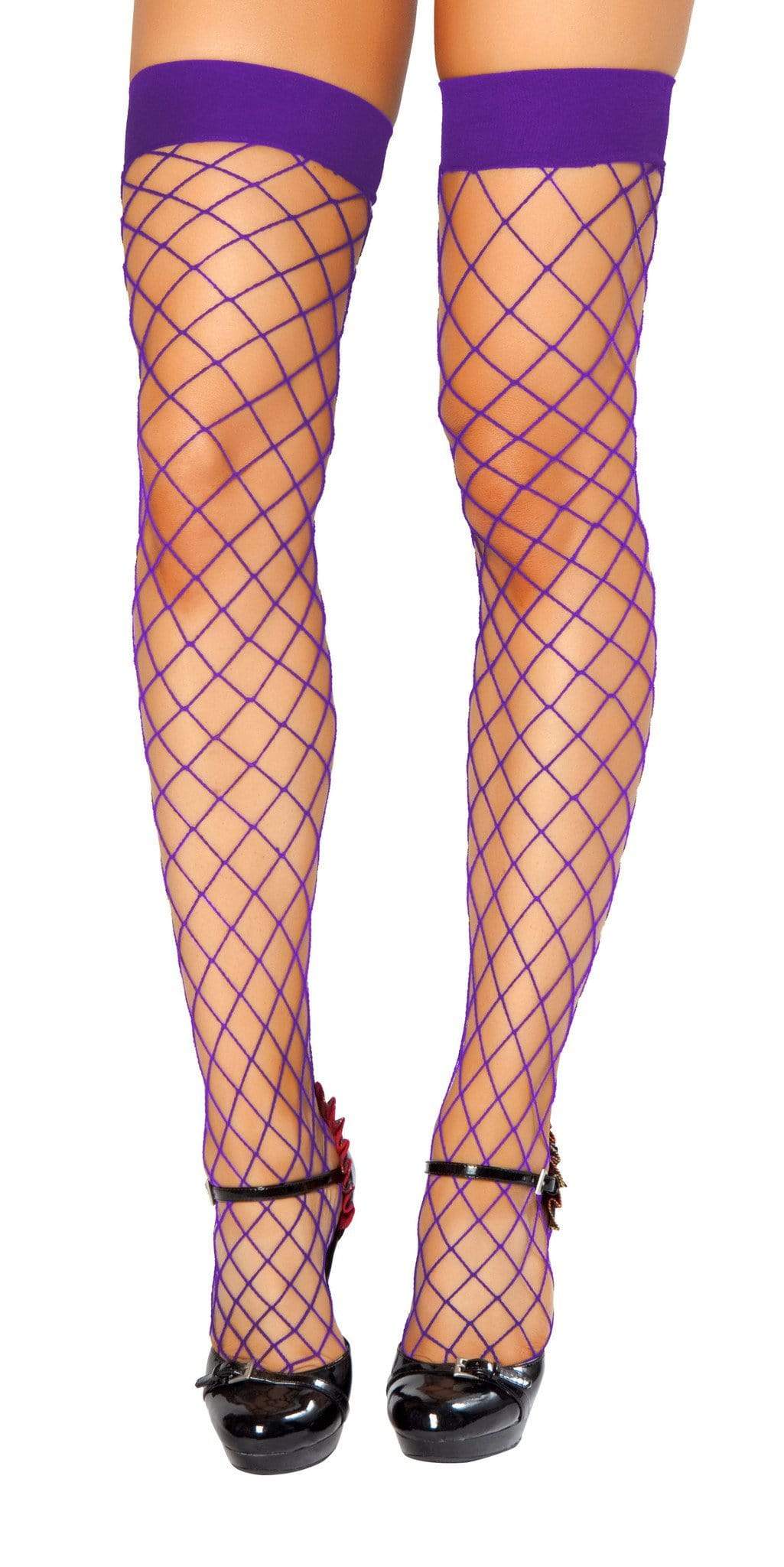 Roma Purple / One Size Purple Fence Style Fish Net Thigh High Sexy Stockings SHC-STC207-PURPLE-R Apparel & Accessories > Clothing > Underwear & Socks > Lingerie
