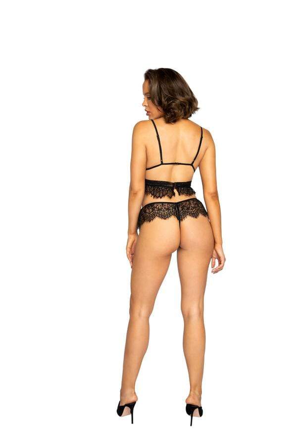 Roma Three Piece Two Tone Polka Dot Bra w/ See-Through Harness & Black Lace Panty Set Apparel & Accessories > Clothing > Underwear & Socks > Lingerie
