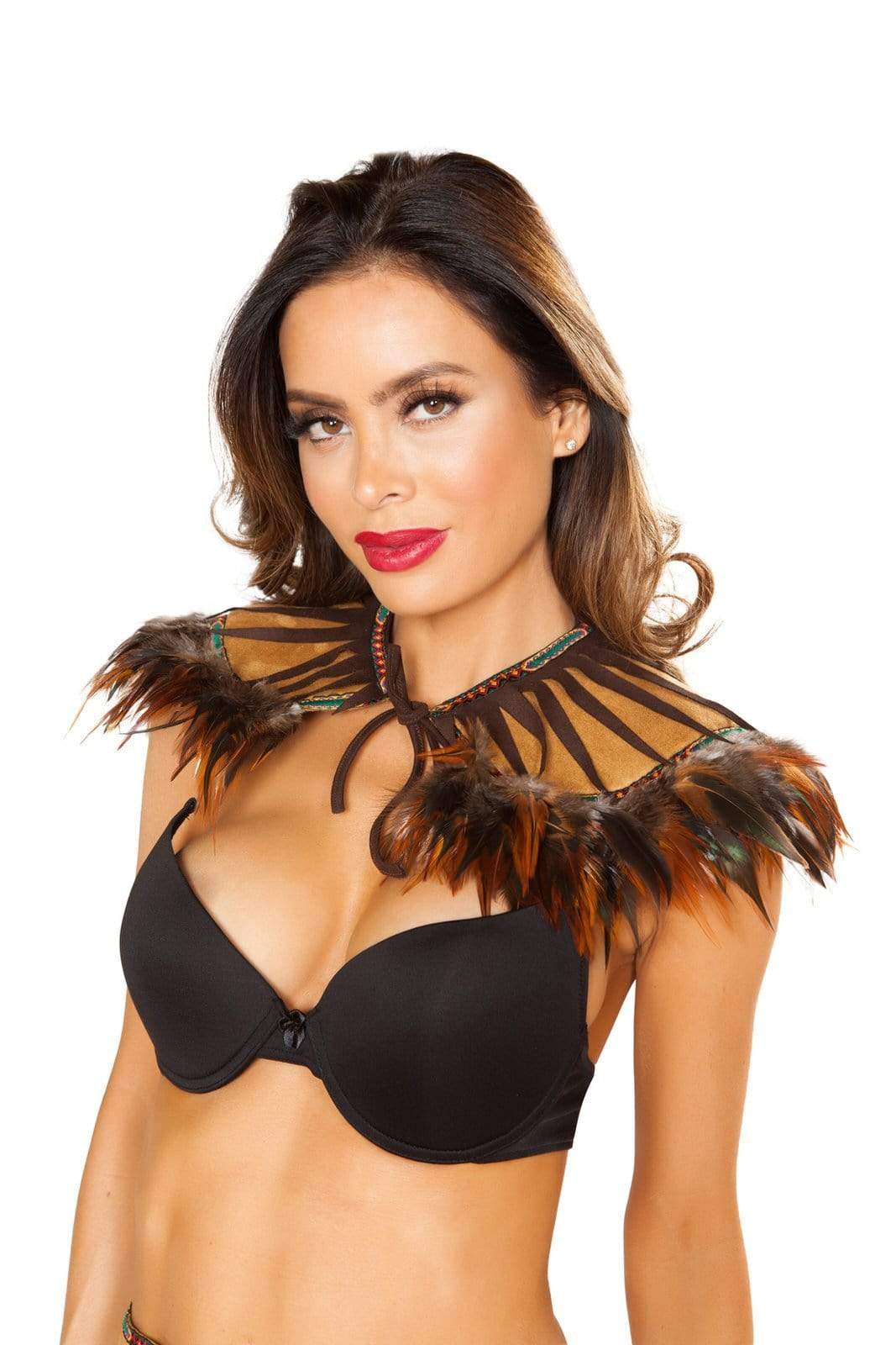 Roma One Size / Brown Native Indian Style Feather Neck Piece Costume Accessory SHC-NEC10118-OS-R Apparel &amp; Accessories &gt; Costumes &amp; Accessories &gt; Costumes