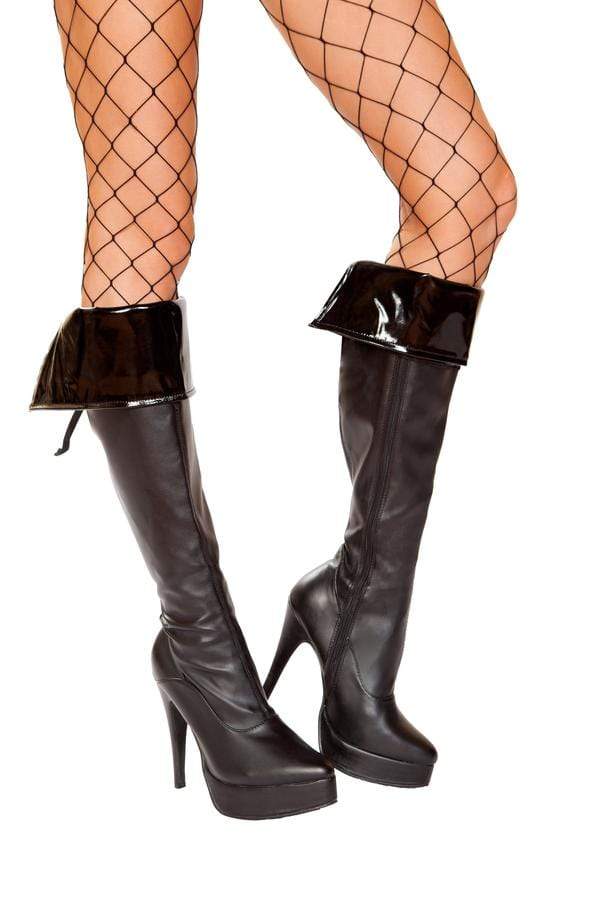 Roma OS / Black Pair of Vinyl Boot Cuffs SHC-4951-OS-R Apparel &amp; Accessories &gt; Costumes &amp; Accessories &gt; Costumes