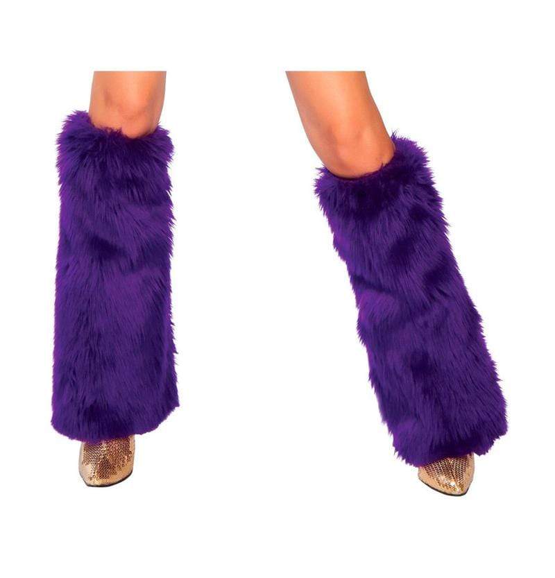 Roma Costume Pair of Faux Fur Leg Warmers with Strap Detail Womens Party  Costume - One Size Brown