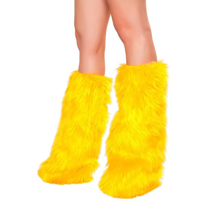 Roma Costume Pair of Faux Fur Leg Warmers with Strap Detail Womens Party  Costume - One Size Brown