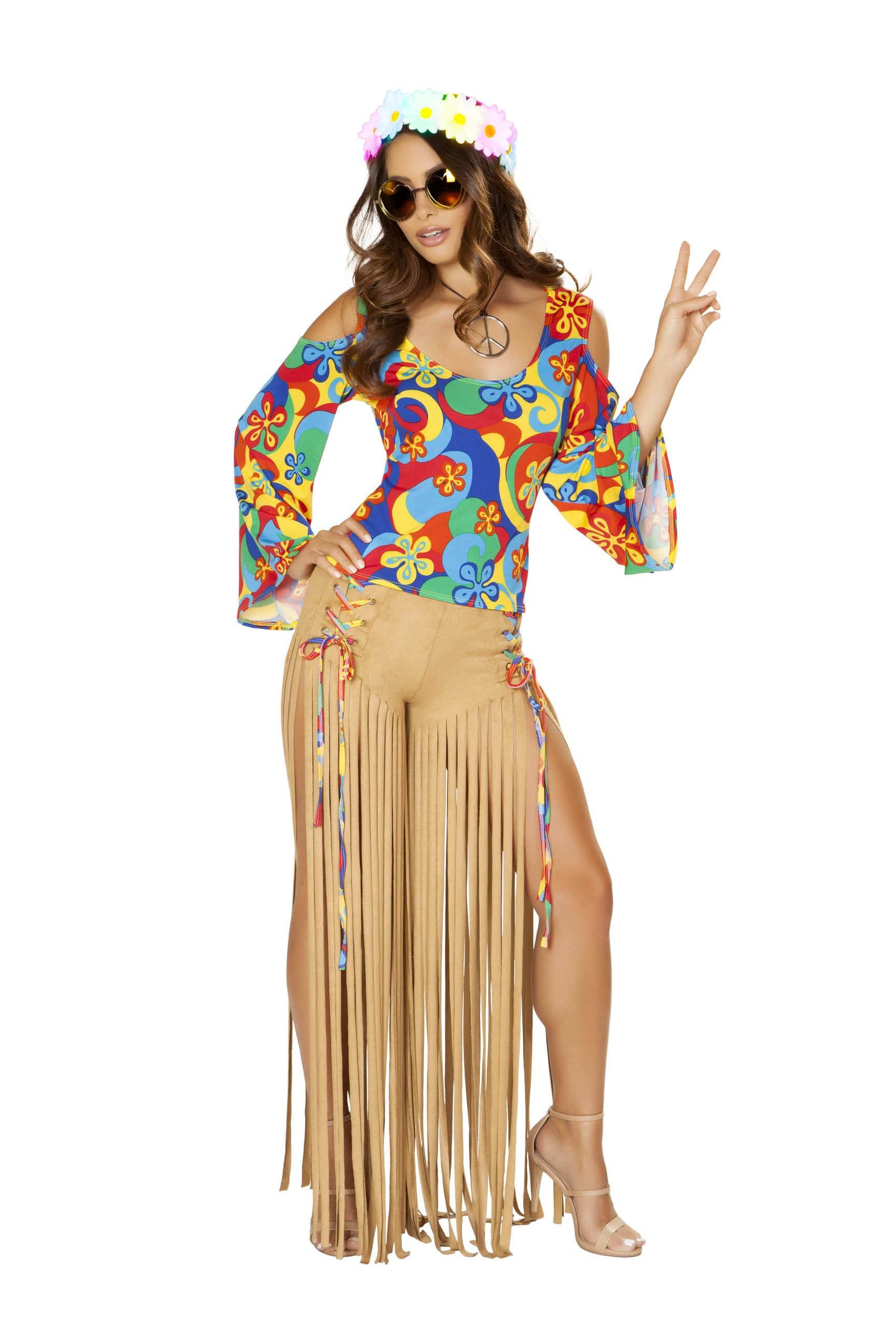 Roma Small / Multicolor 2pc Hippie Princess SHC-4881-S-R Apparel & Accessories > Costumes & Accessories > Costumes