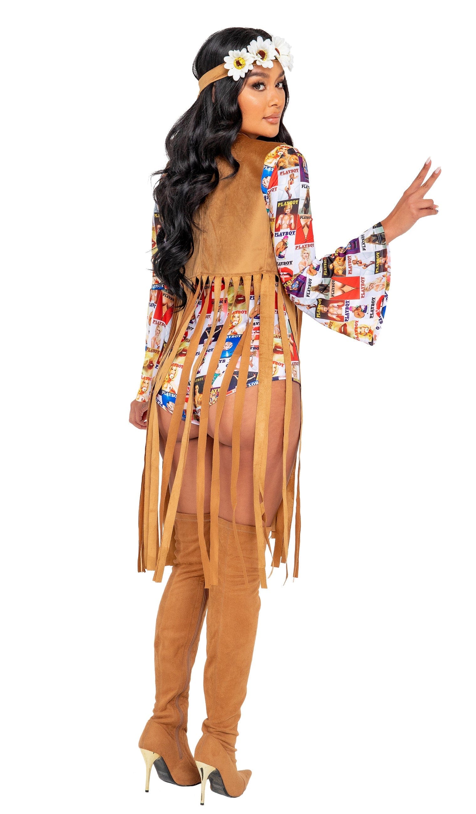 Roma Sexy 3pc Playboy Groovy Babe Halloween Cosplay Costume 2021 Women's Peace & Love Hippie Halloween Cosplay Roma Costume 5064 Apparel & Accessories > Costumes & Accessories