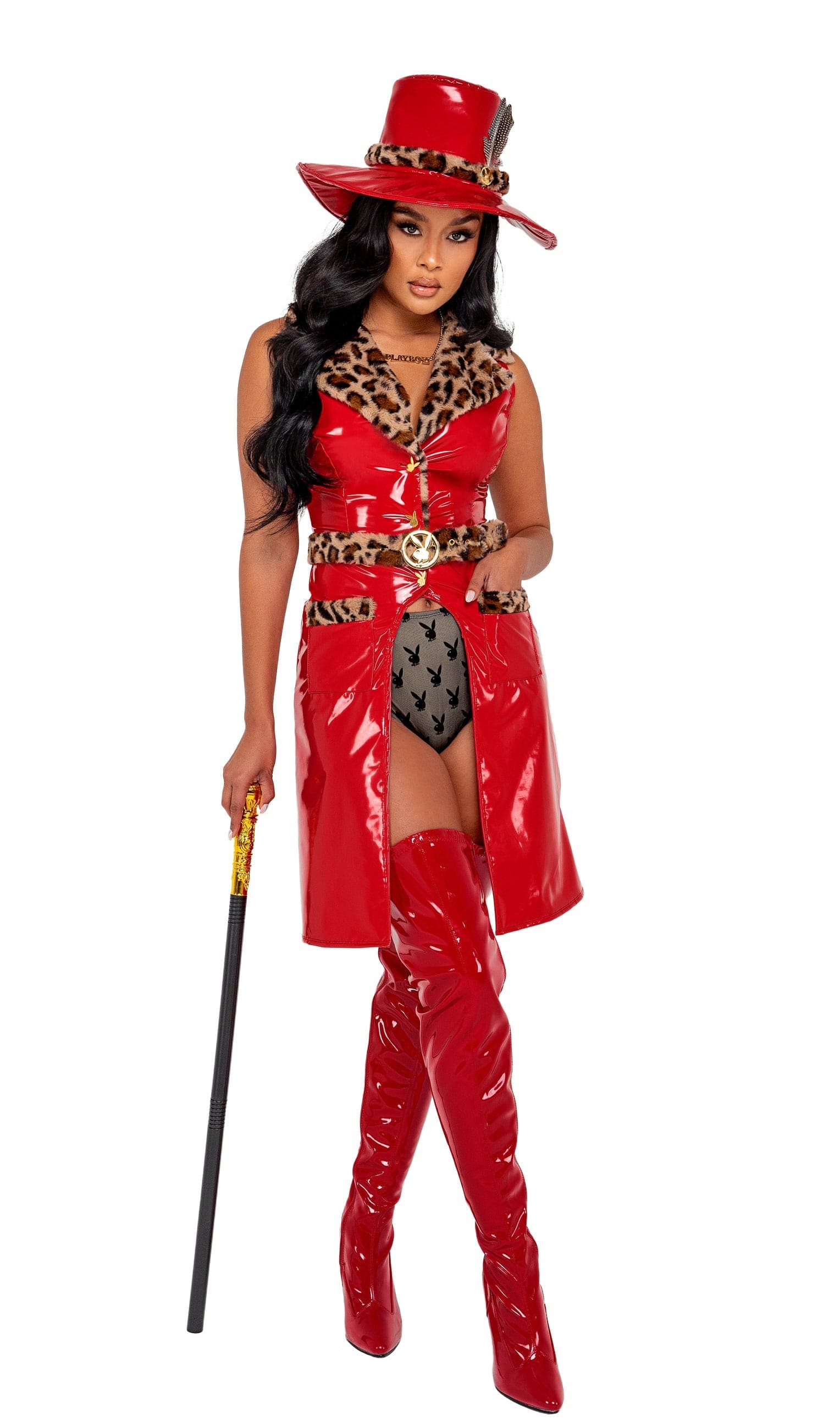 Roma Sexy 4pc Playboy High Roller Halloween Cosplay Costume 2021 Women's High Roller Pimp Halloween Roma Cosplay Costume 5036 Apparel & Accessories > Costumes & Accessories