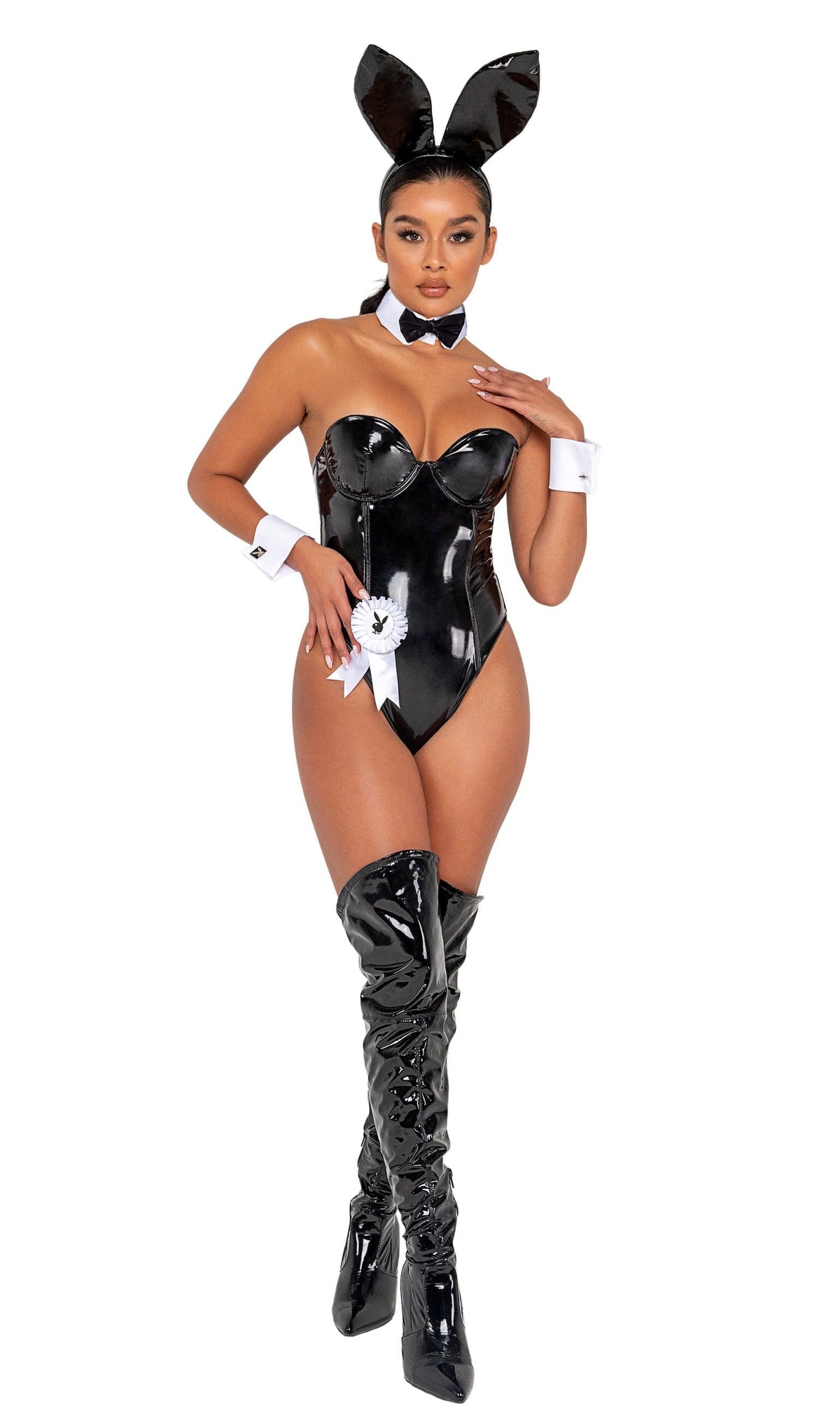Roma Sexy Playboy Seductress Bunny Halloween Cosplay Costume 2021 Sheer Playboy Bodysuit Halloween Cosplay Roma Costume PB111 Apparel &amp; Accessories &gt; Costumes &amp; Accessories