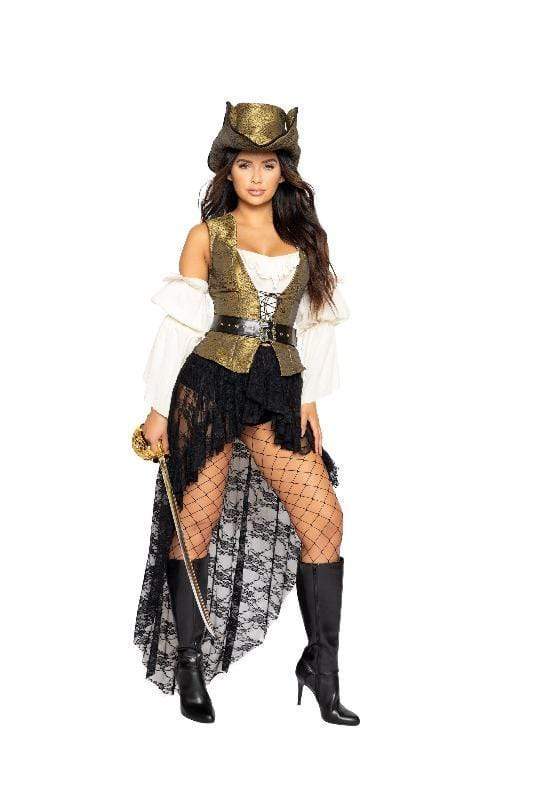 Roma Small / Gold 6pc Pirate Queen Halloween Cosplay Costume SHC-4980-GOLD-S-R 2021 Women's Pirate Queen Halloween Roma Cosplay Costume 4980 Apparel & Accessories > Costumes & Accessories