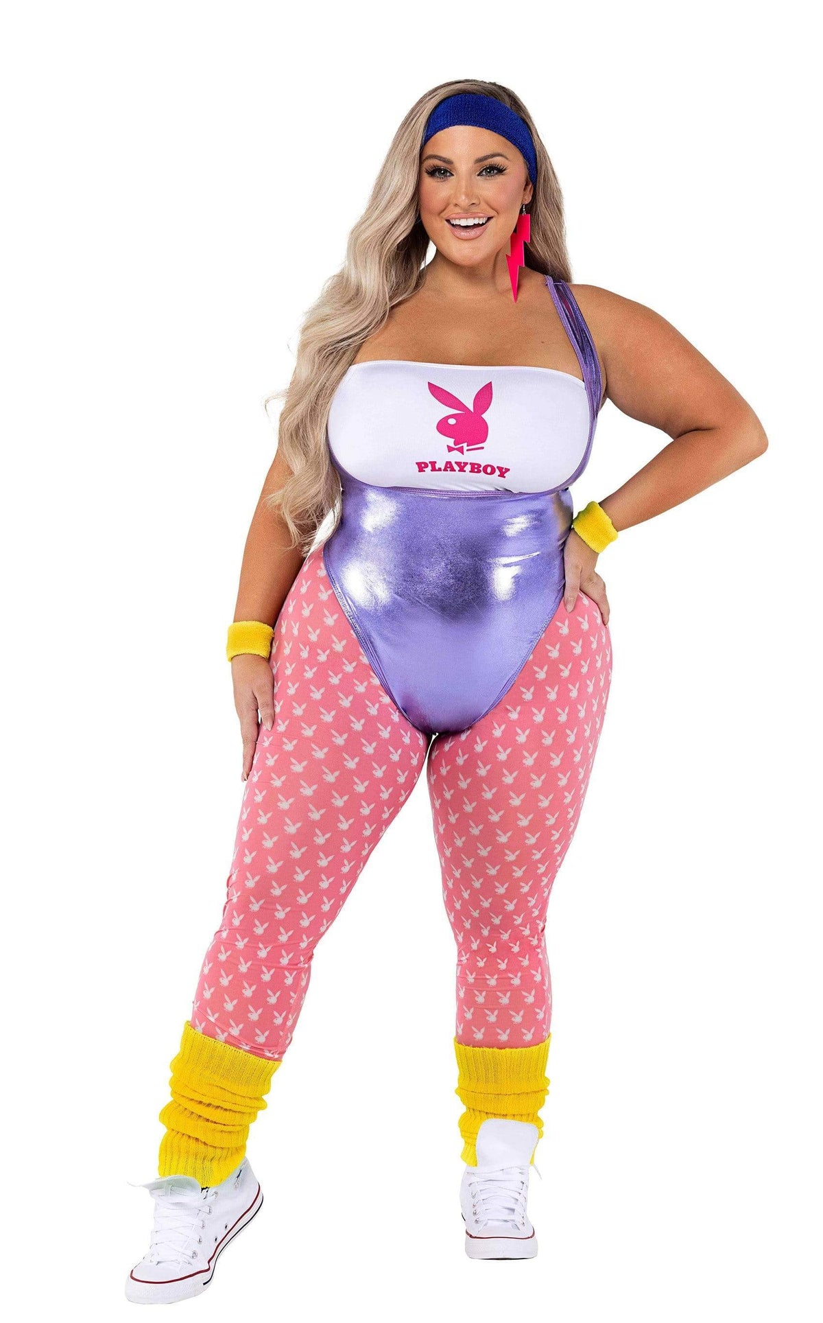 Roma Costume 1X / Pink/Purple/White/Yellow PB126 - 6pc Playboy 80&#39;s Fitness PB126-PPWY-1X