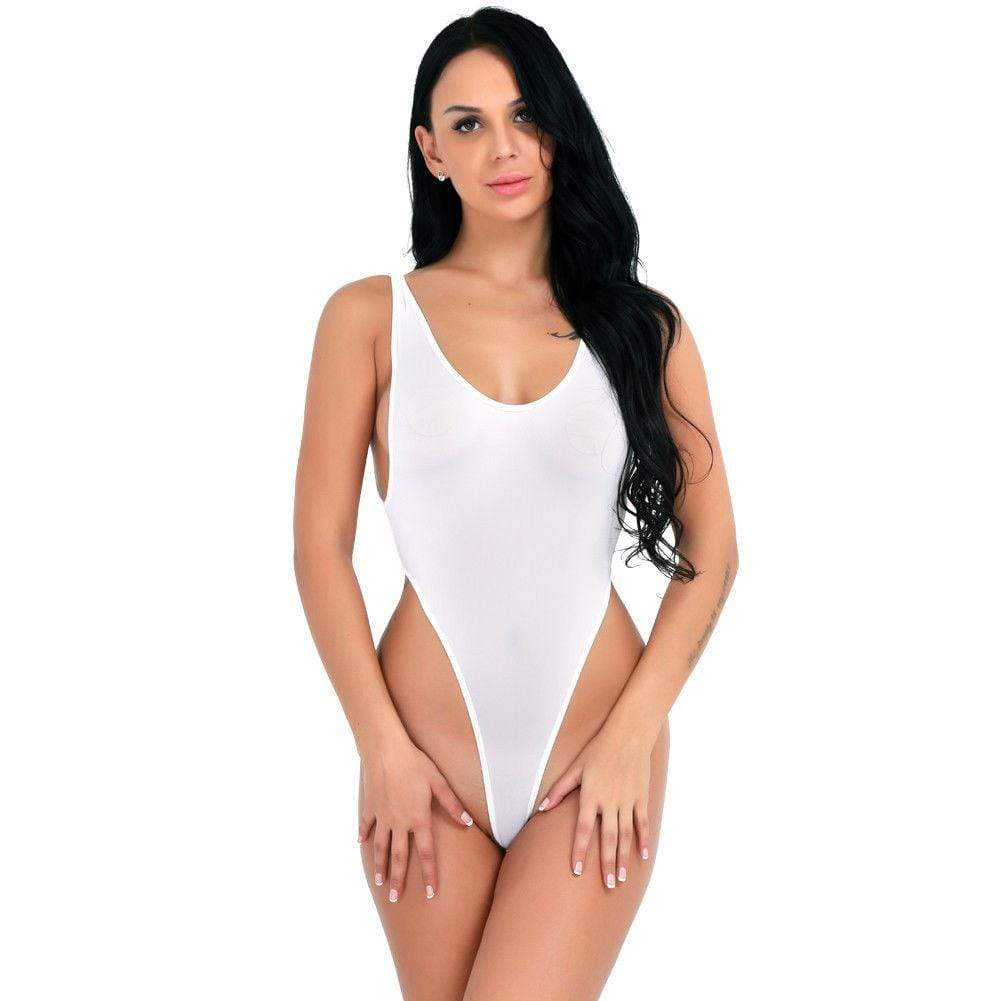 SoHot Clubwear White / One Size Black Sheer Extreme High Thigh Cut Thong Bodysuit Lingerie Dancewear (White also available) SHC-10031880-WHITE-EB Black Sheer Extreme High Thigh Cut Thong Bodysuit Lingerie Dancewear (White also available) Apparel &amp; Accessories &gt; Clothing &gt; Underwear &amp; Socks &gt; Lingerie