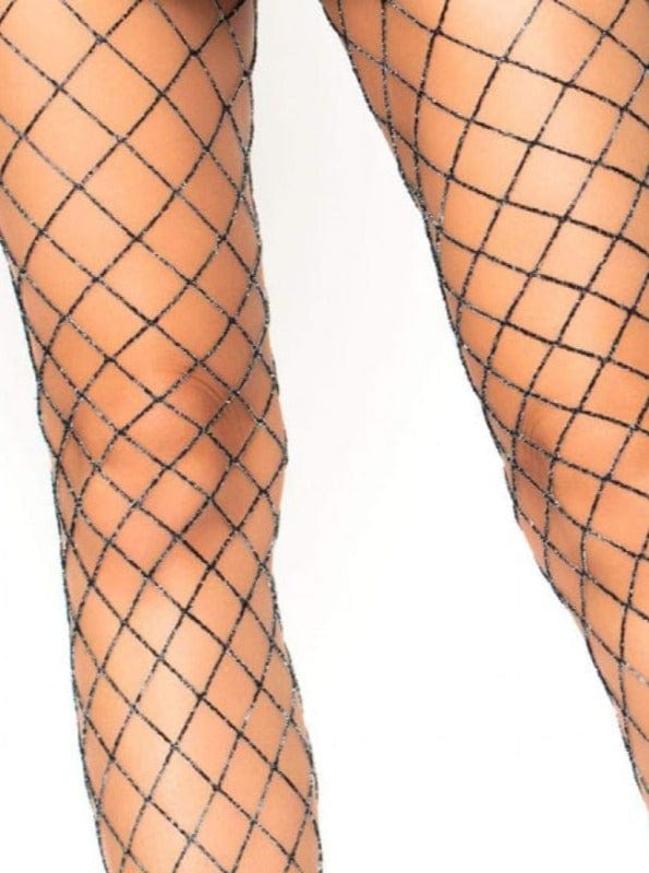 SoHot Clubwear One Size / Black Black & Silver Sparkle Fishnet Pantyhose LA9006-O/S Black & Silver Sparkle Fishnet Pantyhose Leg Avenue 9006 Apparel & Accessories > Costumes & Accessories > Costumes